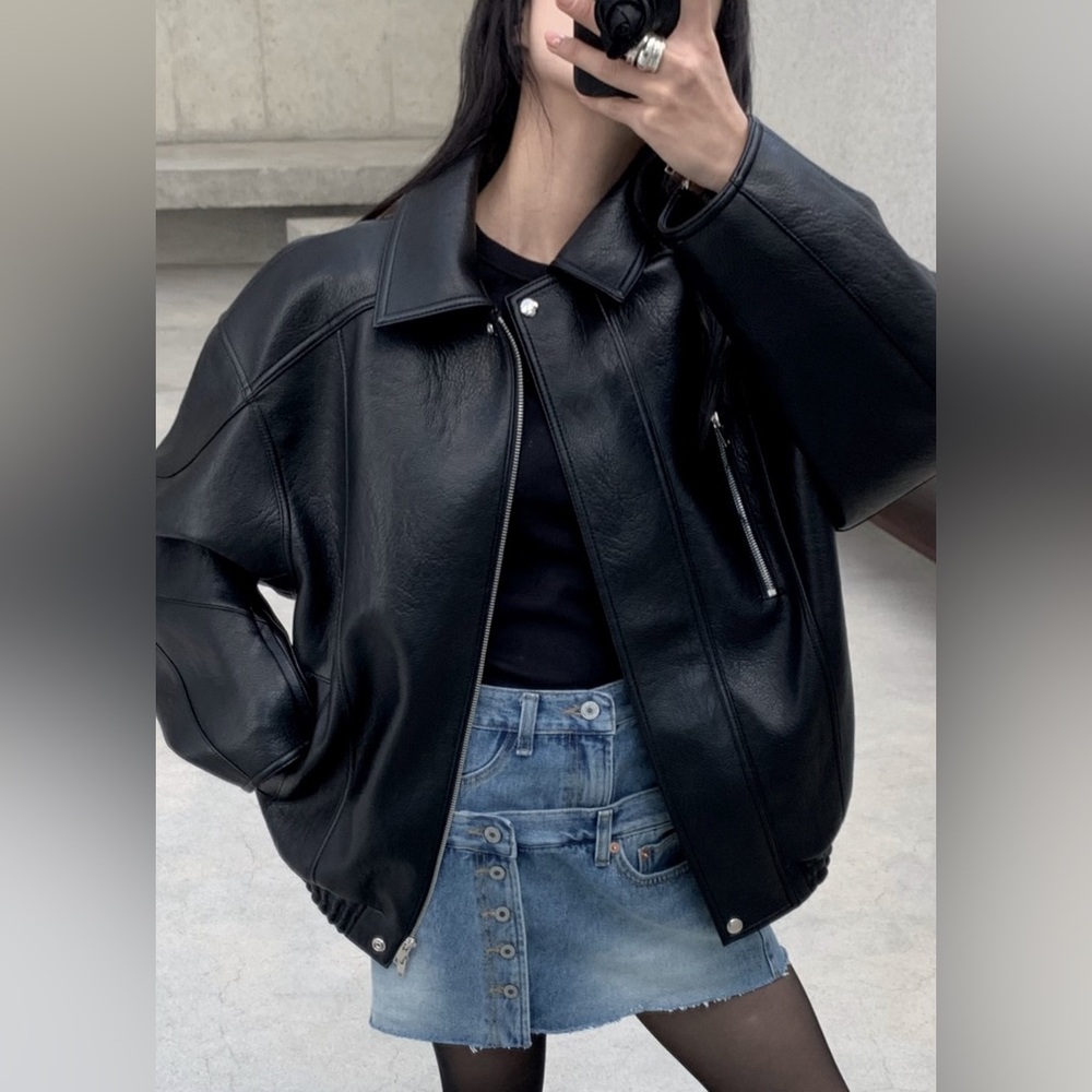 NEW The Frankie Shop ENORA FAUX LEATHER JACKET - BLACK - Picture 6 of 16